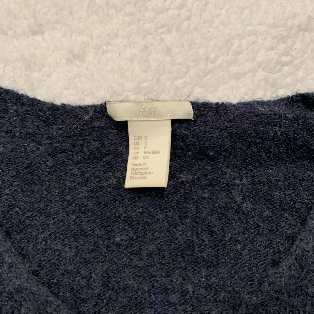 H&M V-neck Dark Blue  Oversized Sweater - Picture 4 of 9